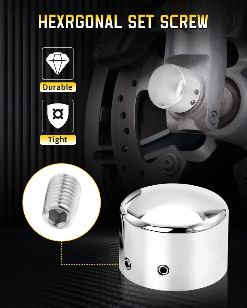 ANONEMOTO Chrome Front Axle Nut Covers  Front Axle Caps Compatible with Harley Davidson 2002-2024 VRSC Softail Dyna Super Glide Sportster XL 883 1200 Road King Electra Glide Street Glide XG - Image 5